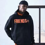 VLONE x Fragment Design 聯名款 閃電LOGO背後大V字衛衣 男女同款 黑橙/灰橙#特價好康#